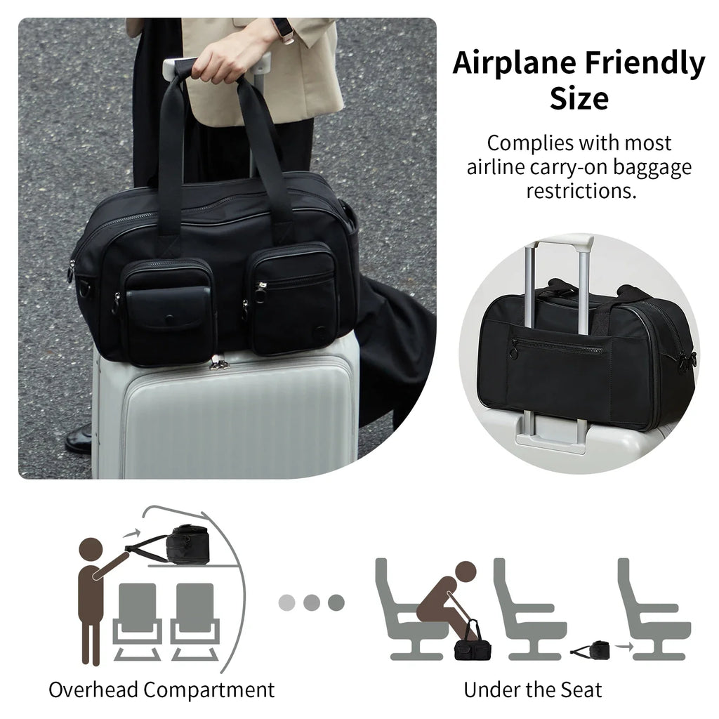 AJI Women Travel Bag Nylon Handheld Travel Bag Carry On Luggage Bag Large Capacity Weekender Gym Sport Holdall Overnight Bag