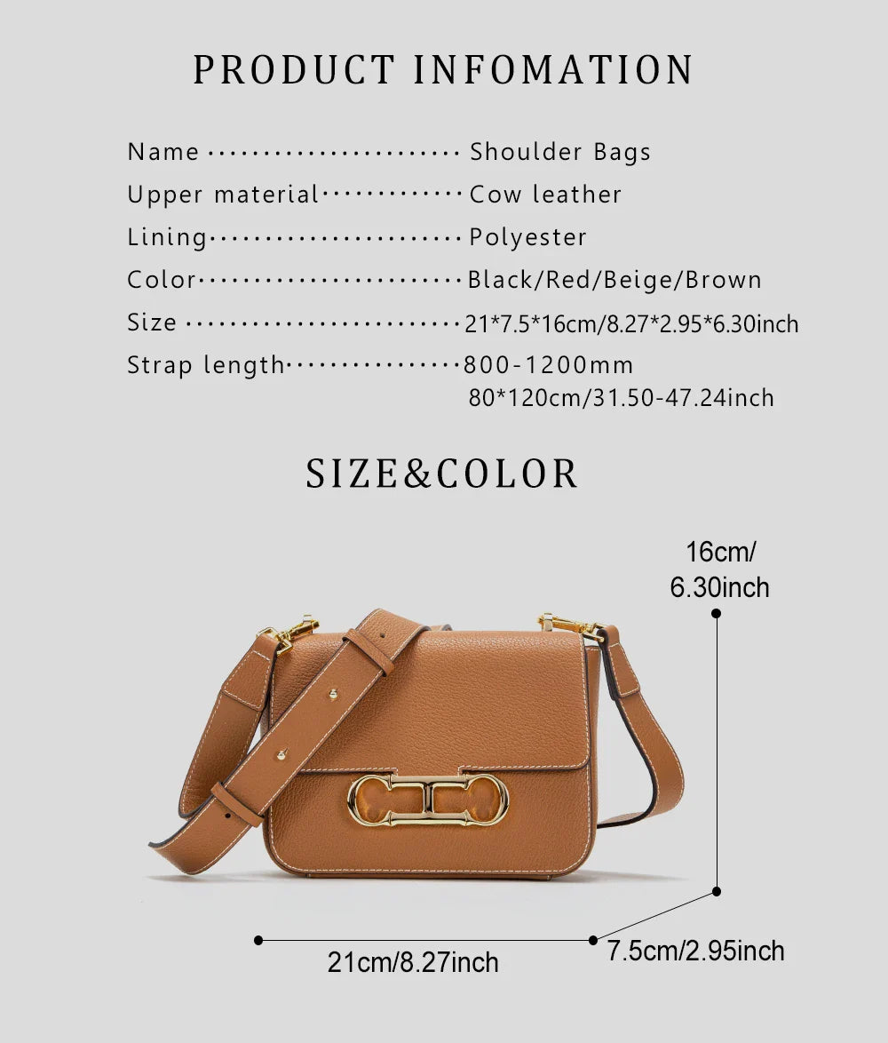 CHCH Women's Saddle Bag 2024 Autumn/Winter New Black Cow Leather Flip Small Square Bag Simple Commuter Diagonal Cross Bag