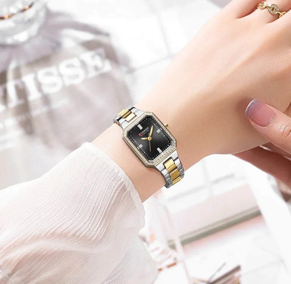 CURREN Women Watch Quartz Watch for Ladies Simple Elegant Dress Wristwatch Stainless Steel Bracelet