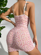 Dress patterned suspender pajama short skirt cute and sexy robe femmes Japanese mori dress sexy costume women Female clothing