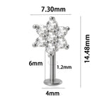 361L Surgical Steel Marquise Vertical Post Helix Piercing Crown/Butterfly Earrings Cartilage Helix Stud Body Piercing Jewelry