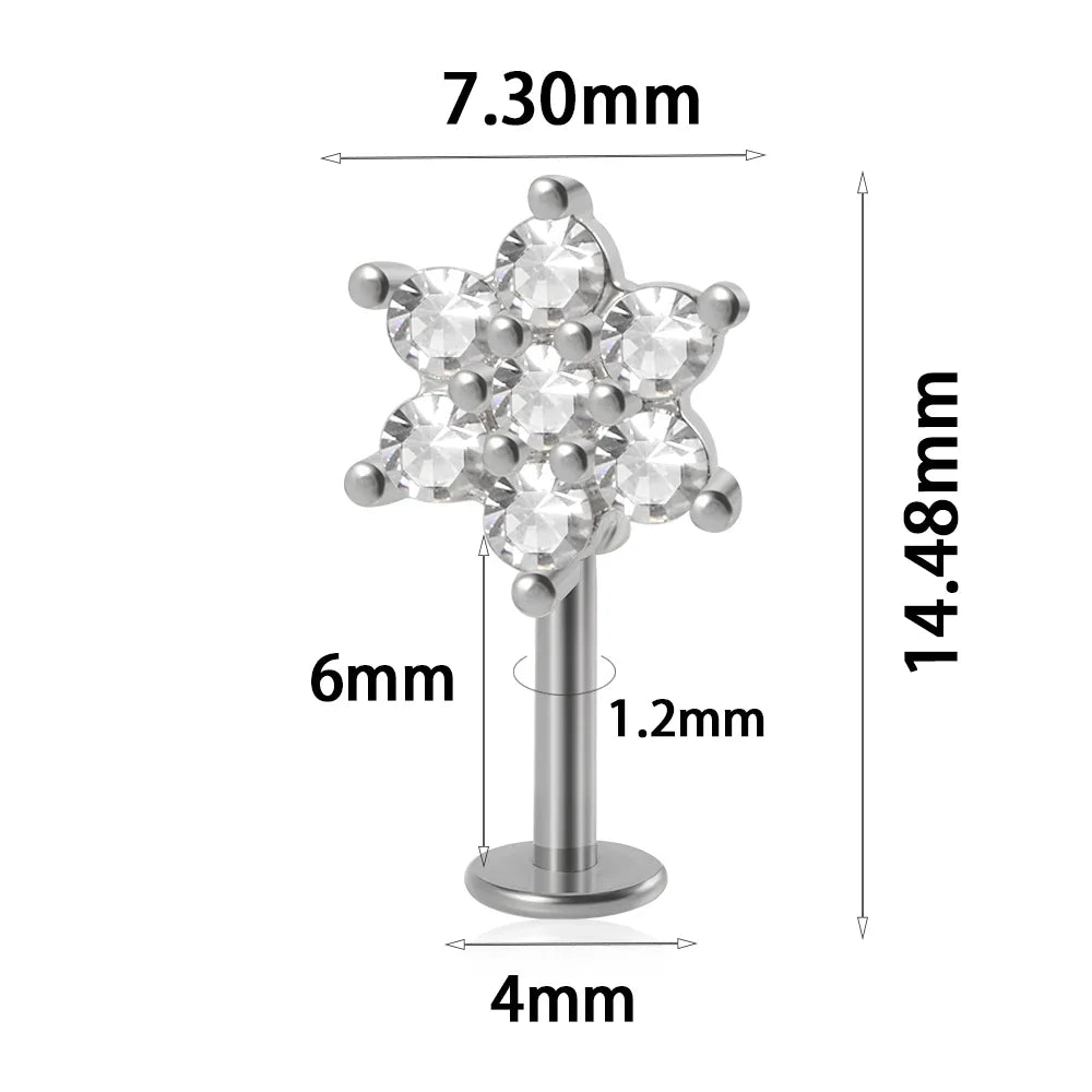 361L Surgical Steel Marquise Vertical Post Helix Piercing Crown/Butterfly Earrings Cartilage Helix Stud Body Piercing Jewelry