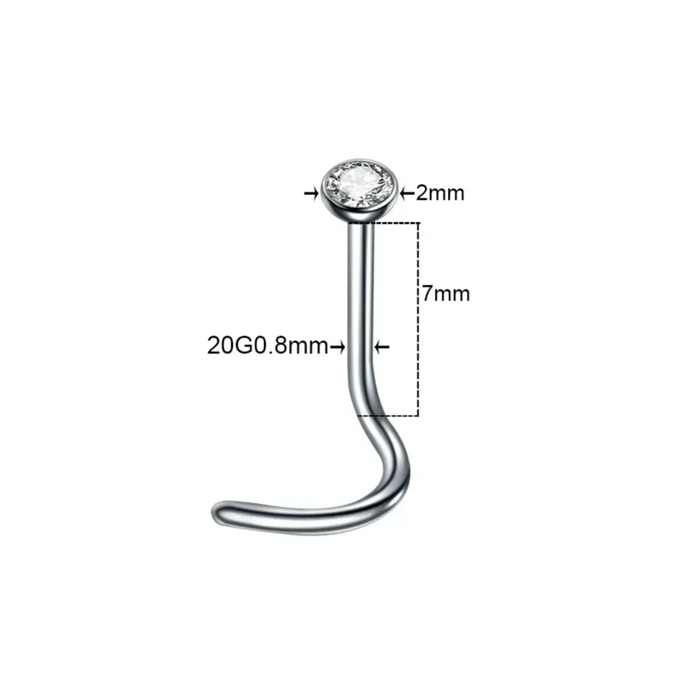 100Pcs/lot Surgical Steel Nose Piercing Stud Earrings Nostril Piercing Crystal Nariz Pirsing Nose Rings for Women Jewelry Gift
