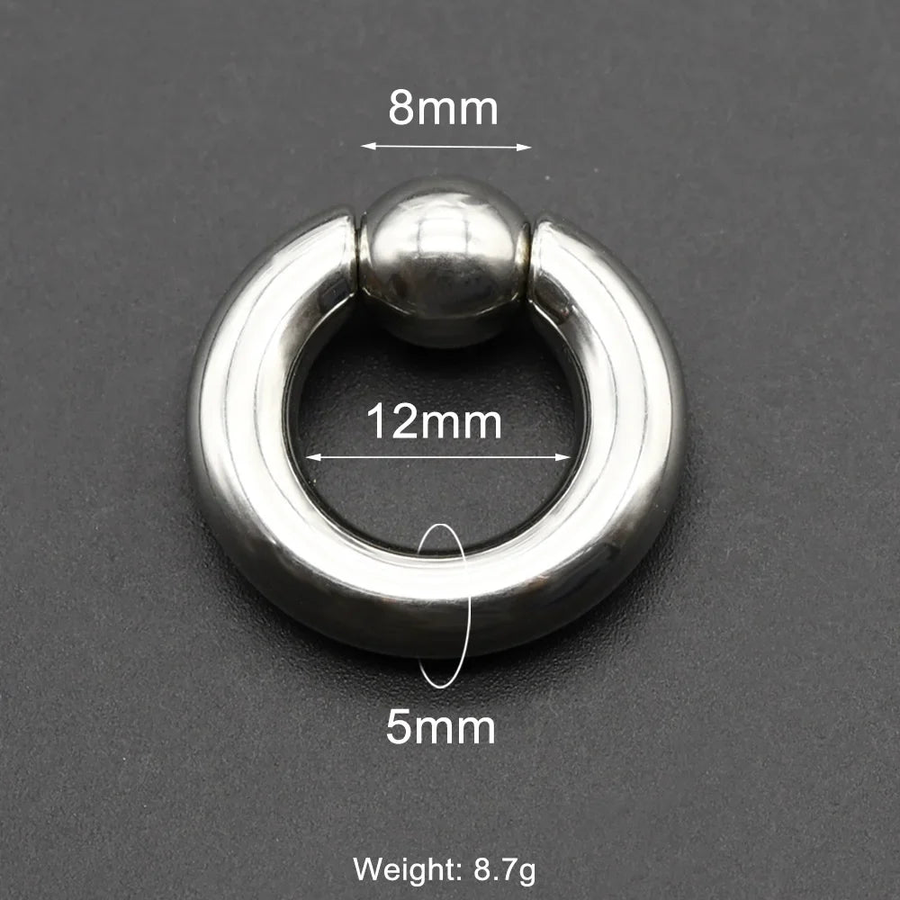 1Pc Large Gauges Stainless Steel CAPTIVE SPRING BEAD RING for Septum Piercing BCR Nose Ring Hoop Expander Earlobe Earrings 00G