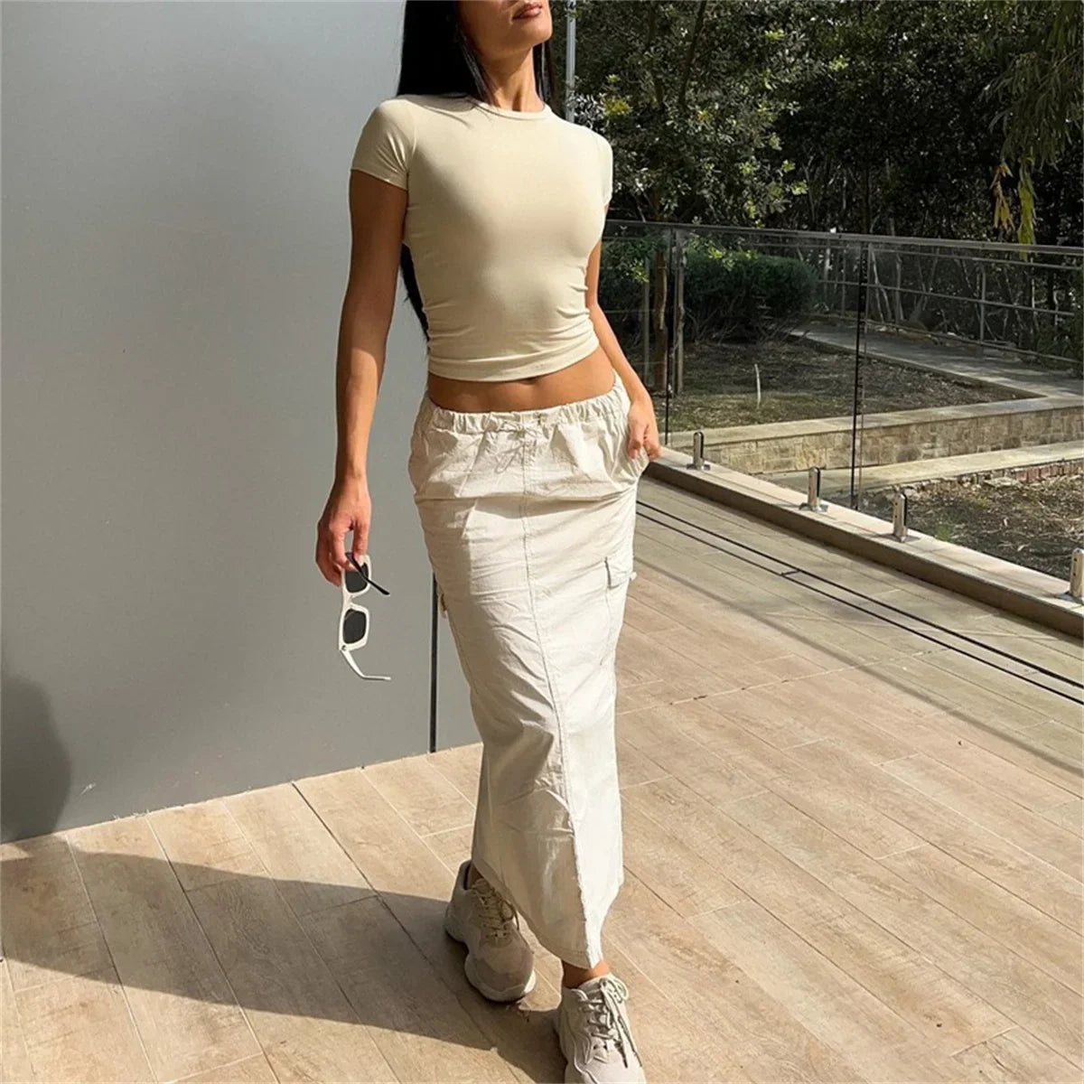 2025 Spring New Short Sleeve T-Shirt Women Solid Simple Casual Soft All-Match Hot Basic Crop Tops Tees Summer Fashion Slim Fit T