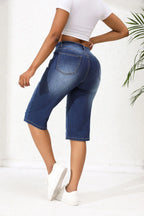 2025 Summer New Calf-Length Jeans For Women Fashion Ripped Slim Fit Butt Lift Denim Straight Legs Casual Clothing