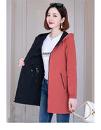 Double-Sided Trench Coat Women 2023New Fashion Spring Autumn Clothes Hooded Mid-Length Windbreakers Female Outerwear Casual Tops