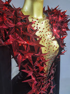 2025 New Shiny Black Rhinestone Velvet Long Sleeve Bodysuit Women Evening Party Club Gala Hosts NightClub Bar Stage Costumes