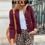 DEEABAE  High Quality Women's Winter Sweater  Button-decorated Pocket Knitwear Sweater Cardigan For Women Korean Popular Clothes