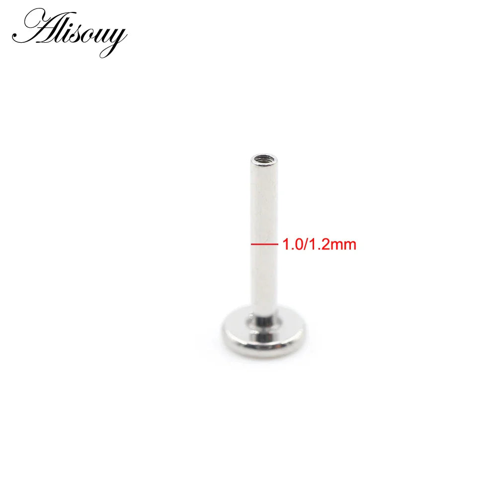 Alisouy 1PC G23 Titanium Internally Threaded Labret Shaft Lip Replacement Flat Bar Ear Tragus Stud Earring Body Piercing Jewelry
