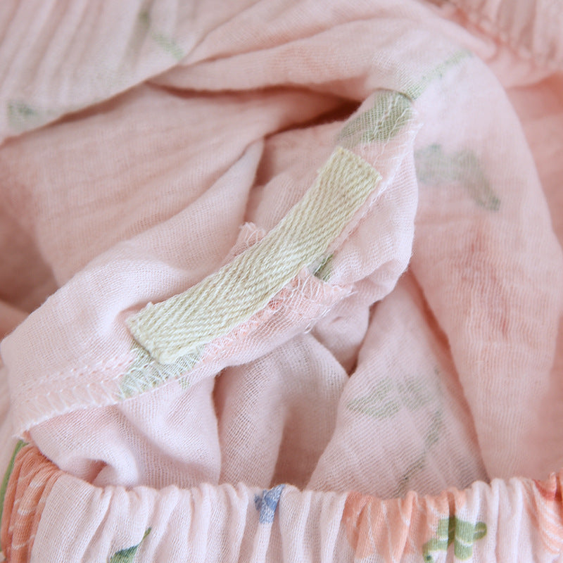 2025 New Summer Women's Pajama Set 100% Cotton Suspenders+Shorts with Chest Pads Two Piece Set of Ladies Flower Home Furnishings