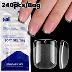 240pcs XS Fake Nails Short Square/Almond False Nail Tips Half Matte Acrylic Square Fingernails DIY For Manicure Extension Tools