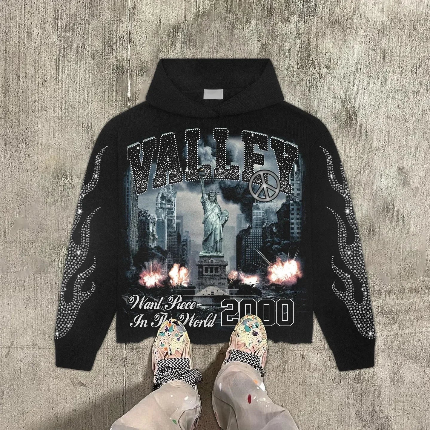 Gothic grunge Vintage Streetwear War Graphic Print Hoodies Women Y2k Tops Sweatshirt goth Oversized zip up Hoodie Mens Clothes