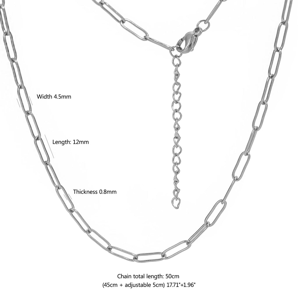 5pcs 45+5cm plated Gold Stainless Steel Link Chains Oval Bulk Necklaces Jewelry Adjustable Chains Wholesale Chokers DIY Crafts