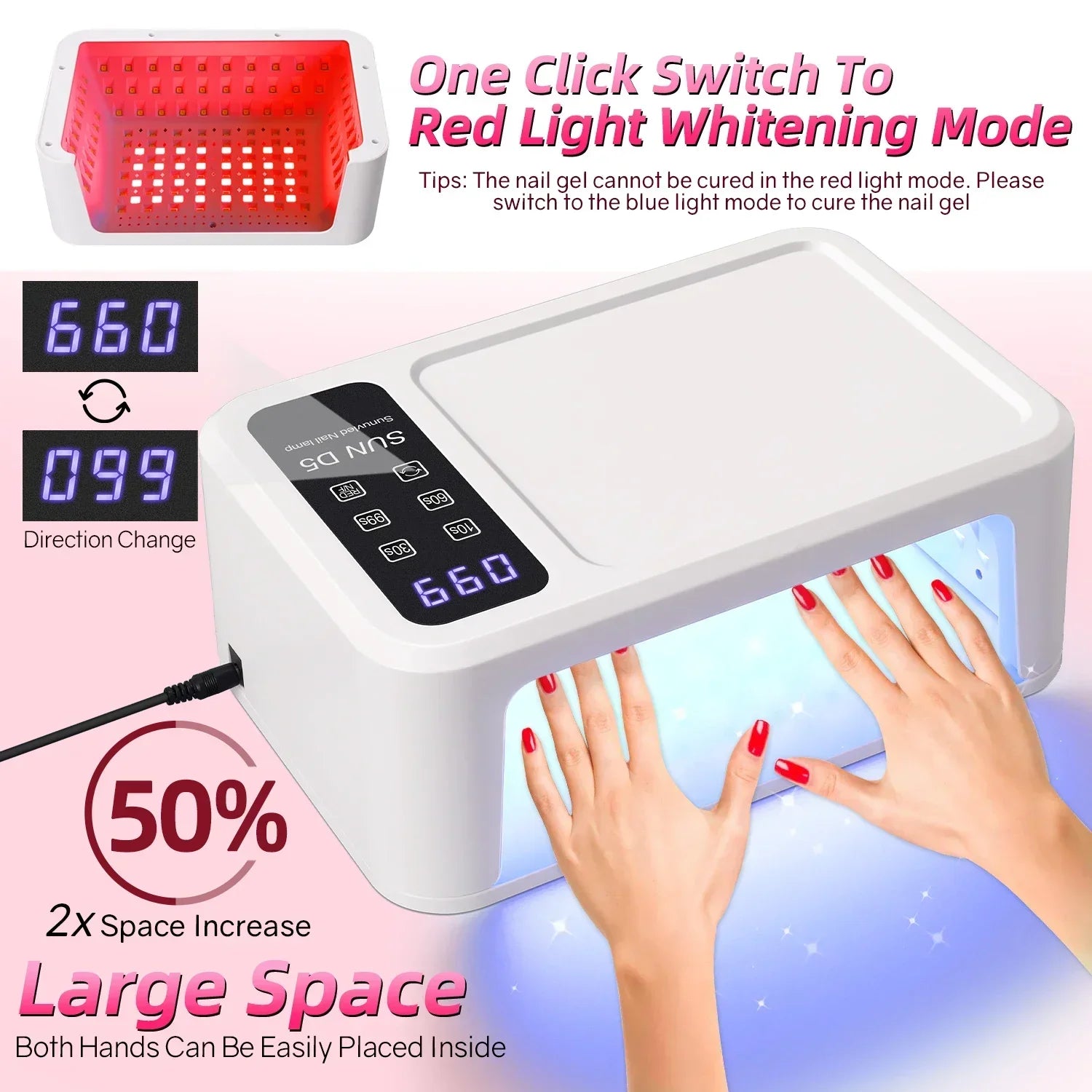 140 Beads Professional UV LED Nail Lamp For Nails 480W Fast Curing Gel Polish Lamp With LCD Display Screen Smart Sensor