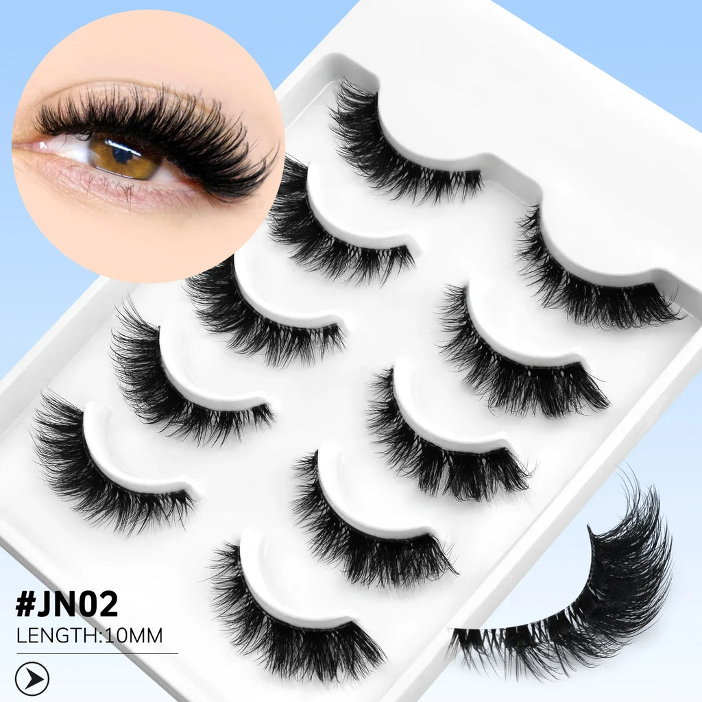GROINNEYA Cat Eye Lashes Natural Fluffy False Lashes With Winged Ends For Extended Natural Look Soft Clear Stem Lashes Makeup