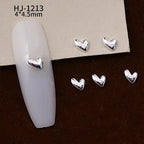 20PCS 3D Glossy Gold Silver Metallic Love Heart Various Crook Frame Solid Alloy Nail Art Rhinestones Decorations Manicure Charms