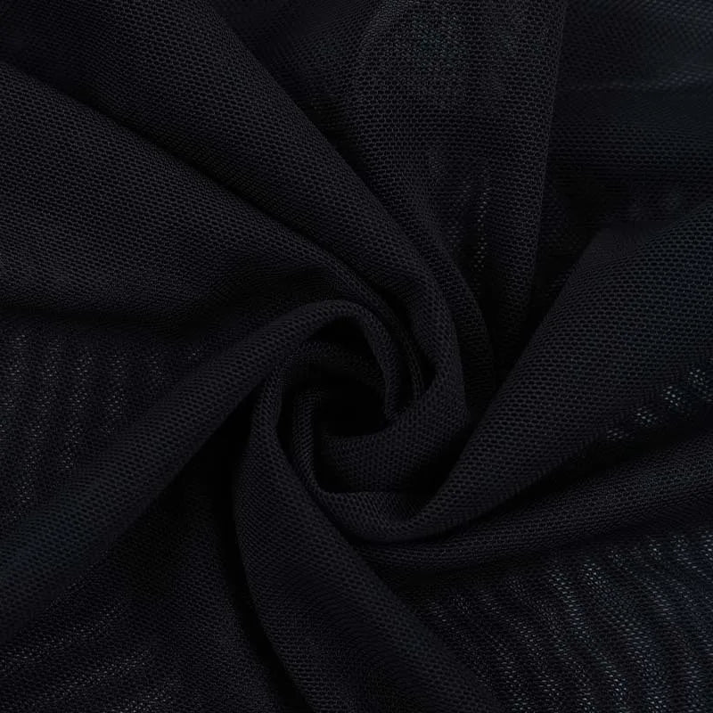 American Fashion Gothic Style Mesh Black Silk Sexy Trousers Suit Women's Summer Street Hip-hop Y2K Black Flared Pants