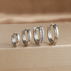 4PCS Set Stainless Steel Huggie Minimal Hoop Earrings 6/8/10mm Crystal Zirconia Helix Tragus Cartilage Earrings Piercing Jewelry