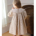 2025 New Spring European American Style Sister Clothes Kids Princess Dresses Long Sleeved Cotton Print 2-7Yrs Girl Party Dress