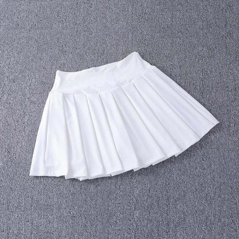 2024 New Best-Selling Pleated Nylon Spandex High Waisted Pocket Skirt With Anti Glare A-Line Sports Tennis Skirt