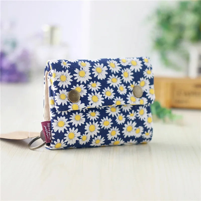 1pcs New Canvas Cartoon Totoro Cat Printed Flower Dog Women Short Wallet Cute Mini Money Key Bag Coin Pocket Purse for Children