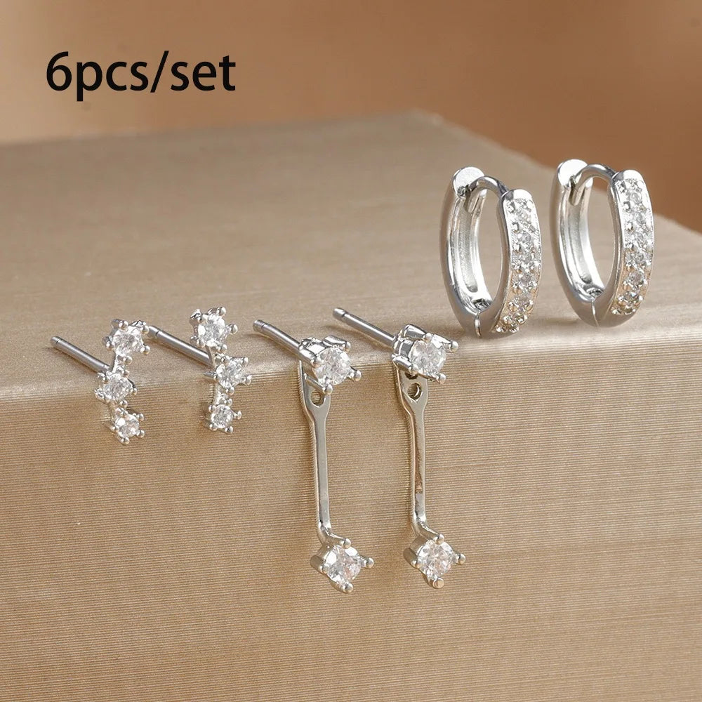 3 Pairs Exquisite Zircon Little Huggies Hoop Earrings Set for Women Stainless Steel Unique Cartilage Earring Piercing Jewelry