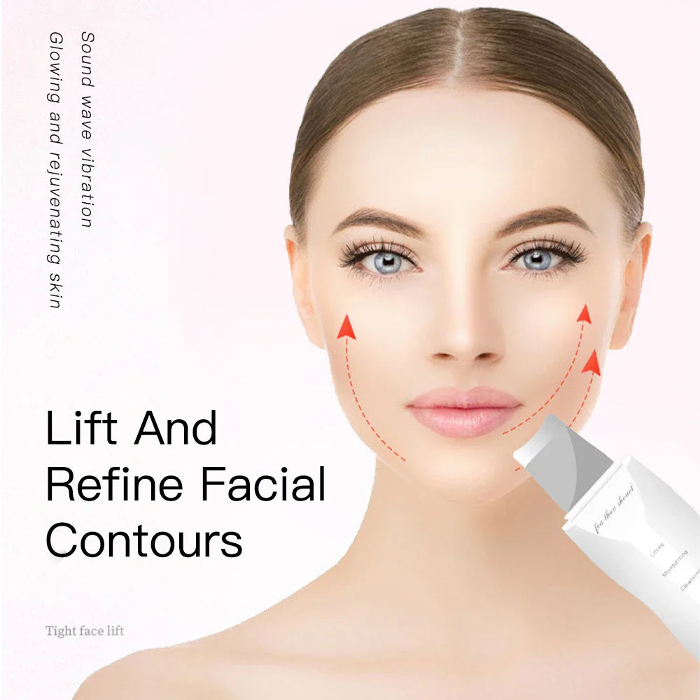 Electric Ultrasonic Skin Scrubber Vibration Face Spatula Peeling Blackhead Remover Facial Lifting Cleansing Ultrasonic Skin Care