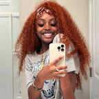 200% Density Headband Reddish Brown Wig Human Hair Ginger Deep Wave Burgundy 99J Curly Water Wave Glueless Wigs Clearance Sale