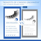 GROINNEYA Cat Eye Lashes Natural Fluffy False Lashes With Winged Ends For Extended Natural Look Soft Clear Stem Lashes Makeup