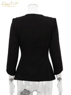 Clacive Bodycon Black Office Women's Shirt Fashion Square Collar Long Sleeve Shirts Elegant Classic Solid Tops Female Clothing