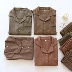 2025 New Spring Couple's Pajama Set 100% Cotton Long Sleeve Long Pants Two Piece Set for Men and Women's Home Furnishings