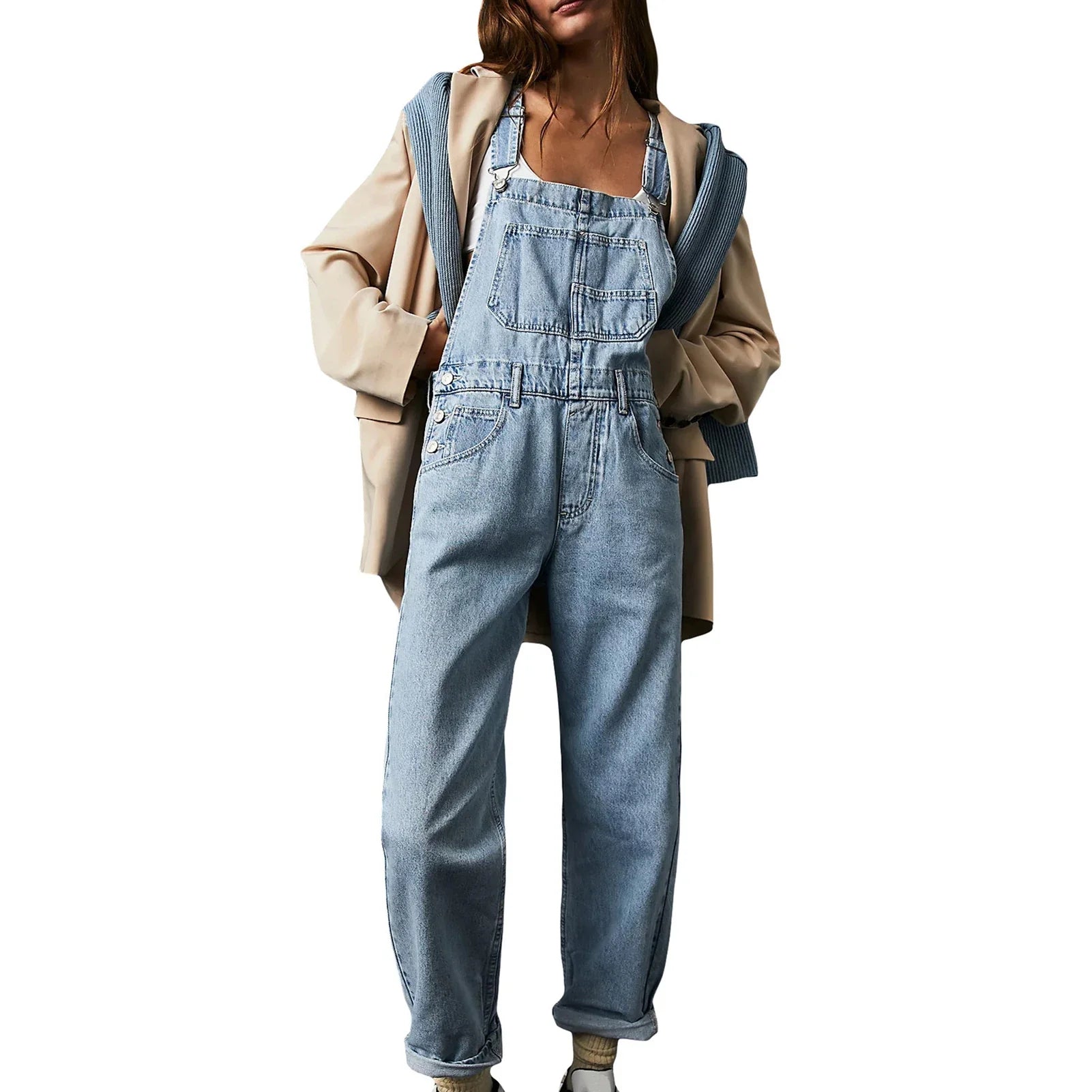 2023 Summer Black Jumpsuit Women Loose Dungarees Overalls Wide Leg Women Long Jumpsuit Ladies Overalls For Women