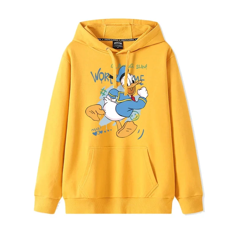 Donald Duck print pattern hooded men's and women's hoodies, trendy loose casual couple hoodies, hooded jacket, multiple colors