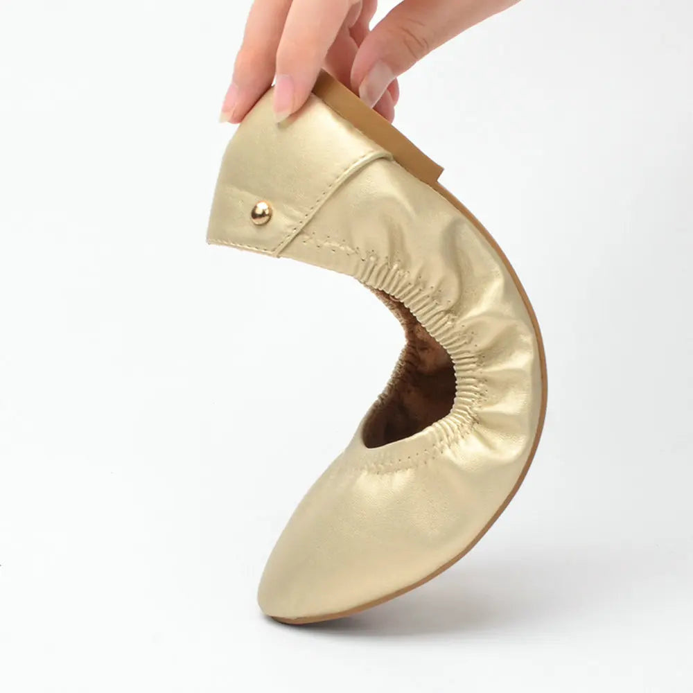COSYSUSY Party Shoes Foldable Ballet Flats Portable Travel Fold up Shoe Prom Ballerina Flats Roll up for Bridal Wedding Shoes