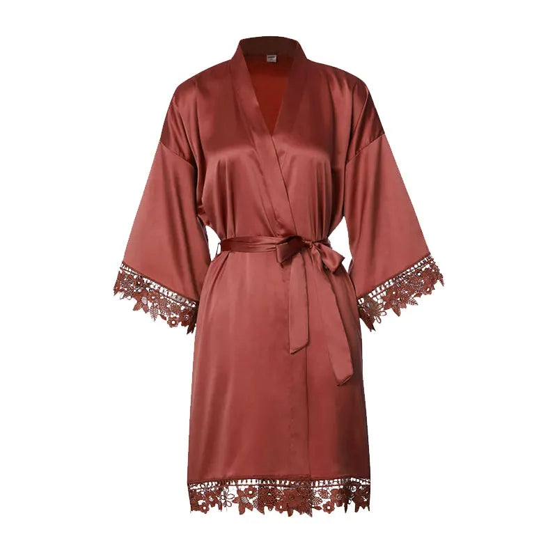 Customized Summer Lace Sleepwear Bride&Bridemaid Wedding Robe Personalized Gown Champagne Kimono Silk Bathrobe Satin Night Dress