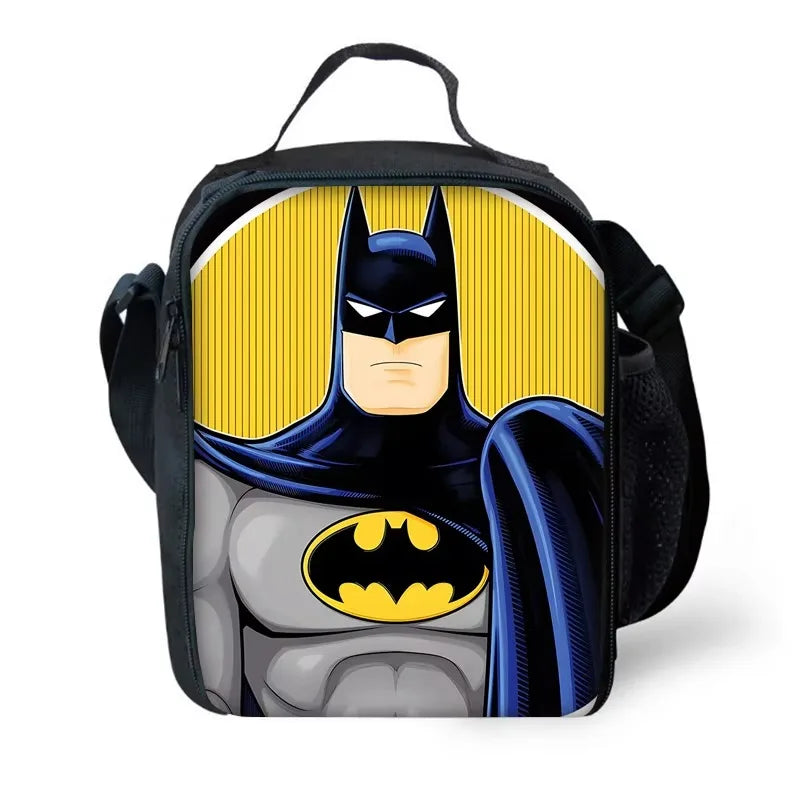 Child Superhero Batmans School Backpack with Lunch Bags ,Pencil Bags ,School Bags for Boys Girls Best Gift