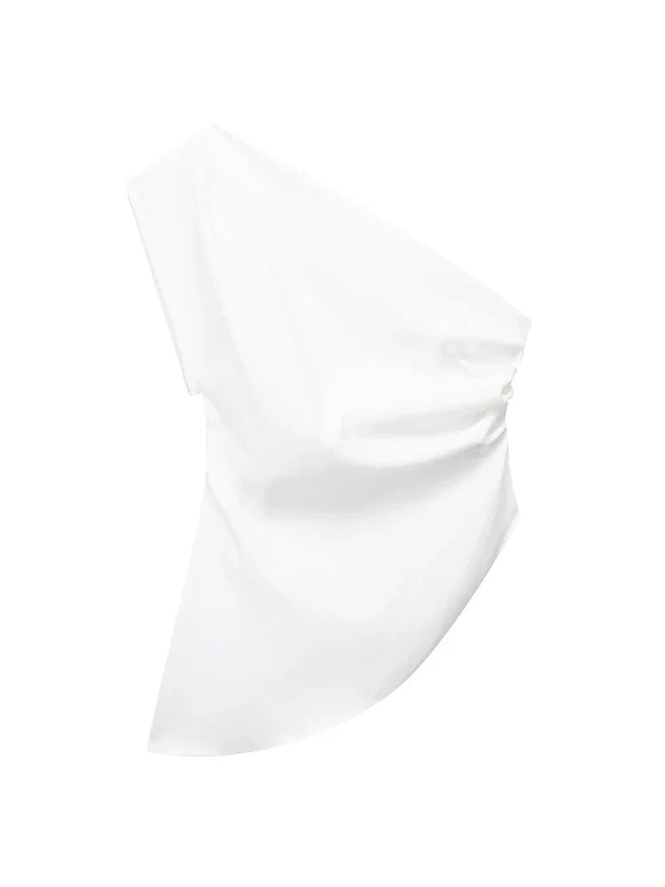 Asymmetric T-shirt New Women's Fashion Trend Spicy Girl Celebrity Temperament Off Shoulder Top