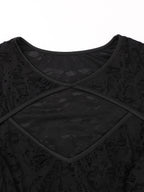 Halloween Plus Size Women's Gothic Lace Flare Sleeve A-Line Midi Dress Ladies Asymmetrical Hem Punk Party Costplay Dress 1XL-6XL