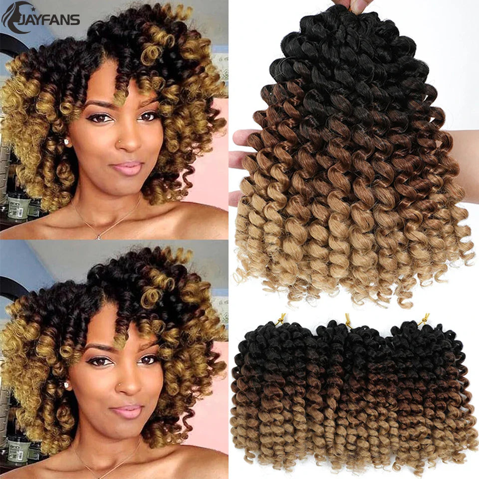 1- 5 Packs 8 inch Jumpy Wand Curl Jamaican Bounce Crochet Hair Natural Black Wand Curls Crochet Hair Short Curly Crochet Braids