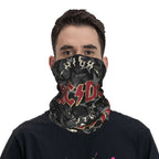 Custom Black AC DC Logo Camouflage Heavy Metal Band Bandana Neck Warmer Women Men Winter Hiking Ski Scarf Gaiter  Face Cover