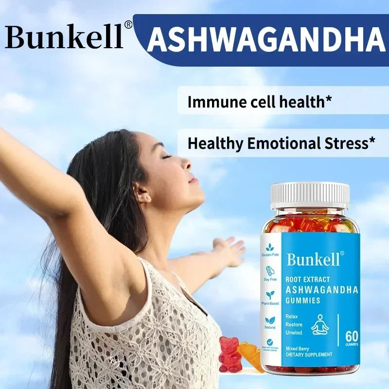 Ashwagandha Gummies - Contains vitamin D3, helps improve sleep, relieve stress and calmness, and boost immunity