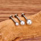 ASTM F136 Titanium 16G Bowl shaped Pearl Earring Helix Tragus Cartilage Stud Earlobe Lip Piercing Jewelry