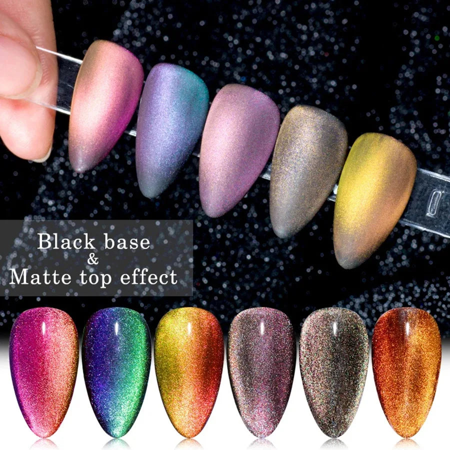 6Colors 9D Galaxy Chameleon Cat Eye Nail Gel Polish Magnetic Long Lasting Shining Magnet Cat Eye Nails Art Soak Off UV Gel 8ml