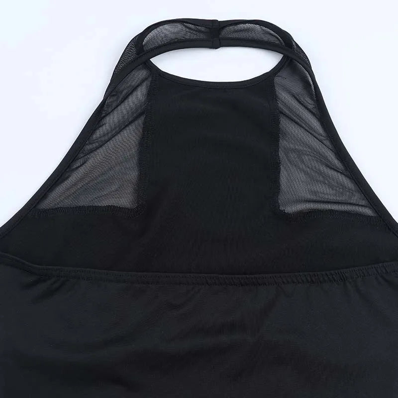 American Fashion Gothic Style Mesh Black Silk Sexy Trousers Suit Women's Summer Street Hip-hop Y2K Black Flared Pants