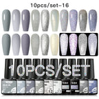 10PCS/Set Gel Nail Polish Set 125 Colors Glitter Semi Permanent Hybrid Gel Varnishes Base Top Coat Soak Off UV LED Nail Art Gel