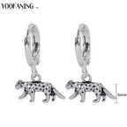 925 Sterling Silver Ear Needle Exquisite Luxury Hoop Earrings Unique Leopard Pendant Animal Design Women's Earrings Jewelry Gift