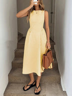 2025 new slimming summer fresh vertical striped sleeveless dress with elegant temperament