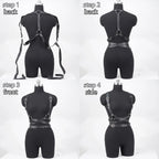 Adjustable Women's Gothic Punk Faux Leather Belt Perfect Waist and Chest Charms for Holiday and Casual Wear