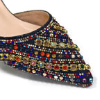 2025 Luxurious Italian Women's Party Shoes & Bag Set â€?Elegant Golden Rhinestone Spring/Summer Sandals with Pointed High Heels f